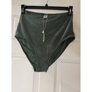 Coral Reef High Waist Swimsuit Bottoms 14/16 Green Glitter Nwt